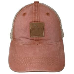Georgia Boot Trucker Hat Orange Beige OS Leather Patch Snapback Adjustable